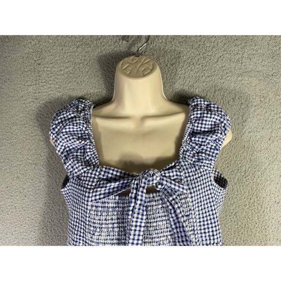 Old Navy Blue Gingham Smocked Tiered Maxi Dress Women’s Large Cottagecore - Picture 8 of 11